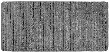 PANA Flauschige Badematte • Duschvorleger • Badezimmerteppich • Badteppich aus weichen Mikrofasern - rutschfest & waschbar • mit feinem Streifendesign • Größe: 70 x 150 cm • Farbe: Anthrazit