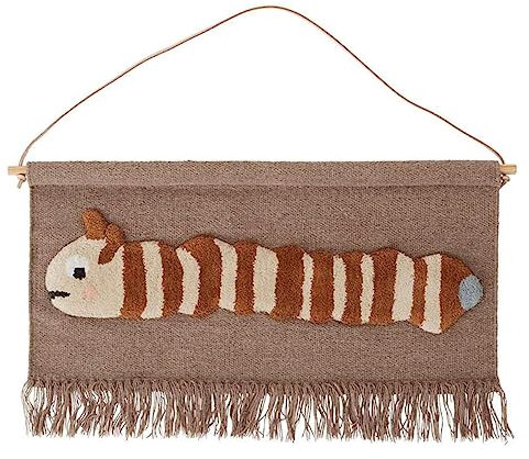 OYOY Living Design Wandteppich Leo La Larve braun aus Wolle und Baumwolle H44x73cm