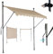 Mingone Markise Balkon Ohne Bohren Klemmmarkise mit Handkurbel Höhenverstellbare Sichtschutz Sonnenschutz für Terrasse Garten Außen Rollo 200x120cm, Beige
