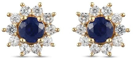 Masoala Saphir (Fissure gefüllt) und Zirkon Ohrstecker 925 Silber vergoldet ca. 1 38 ct