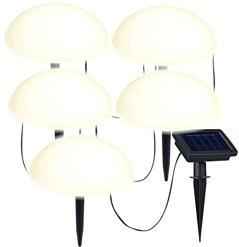 Lunartec Solar Lichterkette: Solar-Bodenlichterkette mit 5 warmweißen Halbkugeln, Lichtsensor, IP44 (Gartenkugel, LED Aussenbeleuchtung, Bodenleuchte)