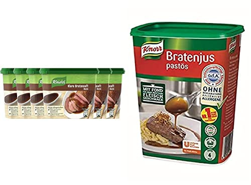 Knorr Klare Bratensaft Basis Dose Ergiebigkeit, 6er Pack (6 x 235 g) & Bratenjus pastös (vielseitig anwendbar als klarer Bratensaft, Bratensoße und braune Soße) 1er pack (1 x 0,4 kg)
