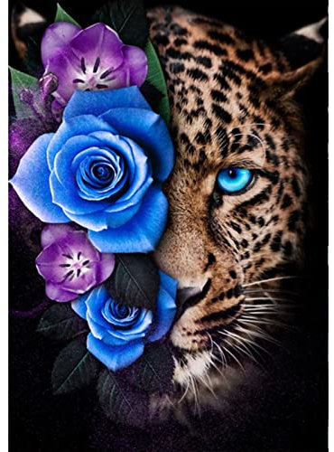 DAERLE Diamond Painting Blume, Diamond Painting Kinder, Diamant Painting Bilder, Leopard Diamond Painting Erwachsene DIY Diamant Vollbild, Malen Nach Zahlen, 5D Diamant Painting für Wand Dekor 30x40cm