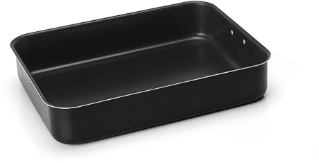Zanetti - Jumbo, Antihaft-Lasagnee Größe 40 x 28 cm, rechteckige Lasagne-Form mit Ring zum Aufhängen, platzsparend, Farbe Schwarz, hergestellt in Italien