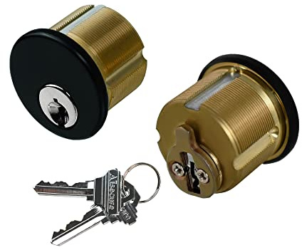 Brass Mortise Cylinder Lock,Commercial storefront Door Lock Mortise cylinders Compatible with Adams Rite, Kawneer, and Vistawall deadbolts. Comes in Black, 2-Pack ,with Matching Keys.