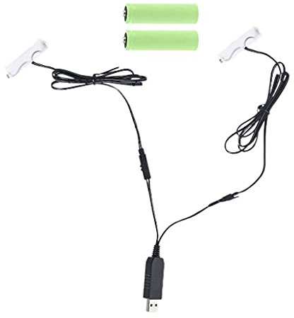 FUZYXIH 2in1 1.5V 3V 4.5V 6V Dual AA Battery Eliminator USB Power Supply Cable Replace 1-4pcs 1.5V LR6 AA Batteries for Lamps Toys