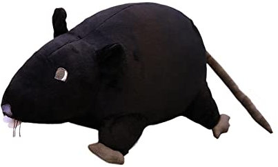 F Fityle Joli rat en peluche, jouet pour animaux, poupée d'oreiller interactive pour animaux, jouet en peluche, poupée de souris de simulation de dessin animé, noir
