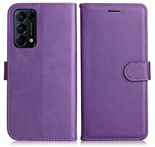 DENDICO Hülle für Oppo Find X3 Lite, PU Leder Brieftasche Handyhülle, Flip Tasche TPU Schutzhülle mit Kartenfach für Oppo Find X3 Lite, Violett