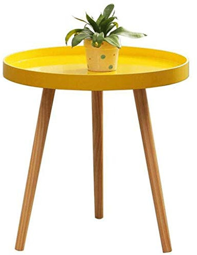 TONPOP Beistelltisch aus Holz, runder Kaffee-Tee-Beistelltisch, Sofatisch für kleinen Raum, Snacktisch, dreibeiniger Beistelltisch aus massivem Holz