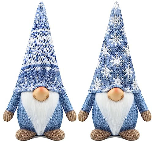 Gehydy Weihnachtswichtel Figuren 2er Set Weihnachtsdeko Wichtel Weihnachten Deko Wichtel Zubehör Dekoration Christmas für Home Küche - Blau