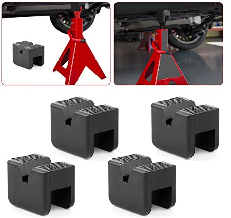 BELOMI Jack Stand Pads, 4 Stück 3 Tonnen Jack Pad Adapter, Universal Gummi Schlitzrahmen Schiene Quetschschweißungen Protektor Pad für Wagenheber Ständer Stützheber, Autozubehör für Limousine, SUV und