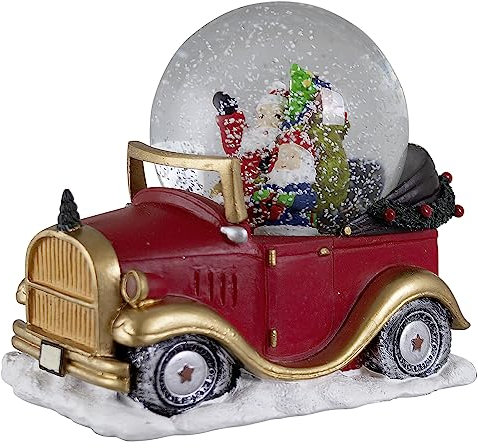 Christmas Paradise Weihnachts-Deko Schneekugel mit Mechanischer Spieluhr 16cm Oldtimer Weihnachtsmann