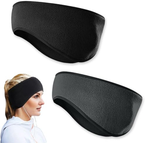 Casenly Bandeau de Sports d'hiver, 2 Pièce Cache-Oreilles Bandeaux Thermique Extensible Cache-Oreilles Anti Transpiration Bandeaux d'hiver en Polaire pour Hommes Femmes Enfant en Plein air Yoga Ski