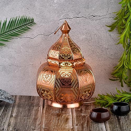 Marrakech - Lampada e lanterna in metallo da 30 cm | Lampada da tavolo in rame Mahana come decorazione orientale