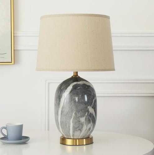 SXYSXYSXY Amerikanischen Keramik Tischleuchte Modern Minimalismus Groß Tischlampe Schlafzimmer Dekorativ Nachttischlampe Wohnzimmer Mit Stoffschirm Arbeitszimmer Hotel E27 35 * 55cm