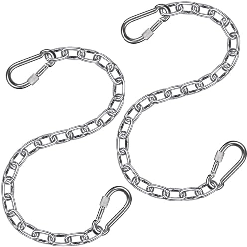 BeneLabel 2er Schaukelketten, 60cm Hängesessel Kette Schwerlast Edelstahl Verstellbar Hängematte Aufhängung Kette mit M8 Karabiner Boxsack Verlängerung Befestigung, 5mm Durchmesserz, Bis 454kg