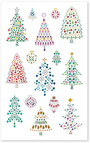 Ursus 7510 00 03 - Crystal Sticker Tannenbäume, 15 Aufkleber aus hochwertigen funkelnden Tropfen, ca. 12-48 mm, für Scrapbooking, Kartengestaltung und zur Dekoration