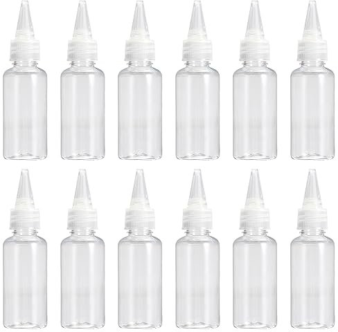 Pizsieat 12 Stück Kunststoff Quetschflasche 100ml Squeeze Flasche Kleine Plastikflaschen Transparente Quetschflaschen Saucenflasche Kein Leck mit Kappen für Flüssigkeiten, öl, Sauce, Farbe, Lotion