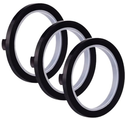 ZCSOWE 3 Stück 3mm x 66m Whiteboard-Klebeband, selbstklebendes dünnes schwarzes Klebeband schwarzes Whiteboard-Klebeband für Büro, Schule, Grafik, Rasterung und Markierung