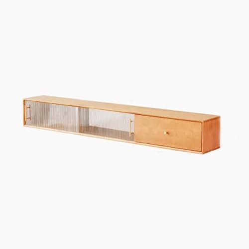 Hängend TV Board Hängender schwebender TV-Ständer for das Wohnzimmer, TV-Konsole, wandmontierter Entertainment-Center-TV-Schrank mit Glastür und Schublade, Medientischschrank for das Wohnzimmer TV Hän