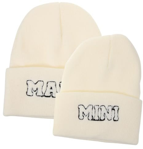 SHERCHPRY 2 Stk Eltern-kind-strickmütze Warmer Hut Mama Mini Passende Hüte Strickmütze Für Kinder Mutter-baby-skimütze Frauen Stricken Mütze Handtuchstickerei Acryl Damen