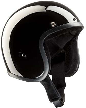 BANDIT Jet Classic Open Motorcycle Helmet Gloss Black Custom Biker Style Sun Peak Included JETGB (S)