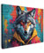 MuchoWow© Impression sur Toile Photo Peinture 70x50 cm Tableau Decoration Murale Chambre Salon Maison Deco Cuisine Graffiti - Loup - Street art - Bleu - Banksy