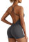 ZAAYO Damen Workout Jumpsuits Shorts Sexy Backless Gym Bodycon Scrunch Butt Yoga Bodycon One Piece Full Body Suit Stretch Elegant Jumpsuits Dunkelgrau Small