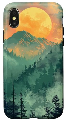 Green Mountain Pop Mount Socket Art Work Tree Woods Case for iPhone X/XS