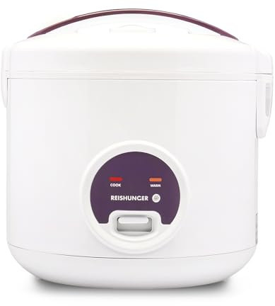 REISHUNGER Olla arrocera y vaporera con revestimiento cerámico, blanca, 1,8L - hasta 10 raciones - Preparación rápida sin quemarse