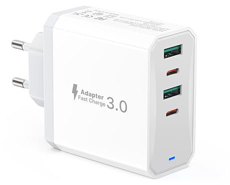 USB C Ladegerät, 4 Port USBC Stecker 50W Schnellladegerät Mehrfach mit PD 25W und QC 18W, für iPhone 15 Pro Max 14 Plus 13 12 11 SE XR XS 8, Samsung, Handy Adapter Ladeadapter Netzteil Ladestecker