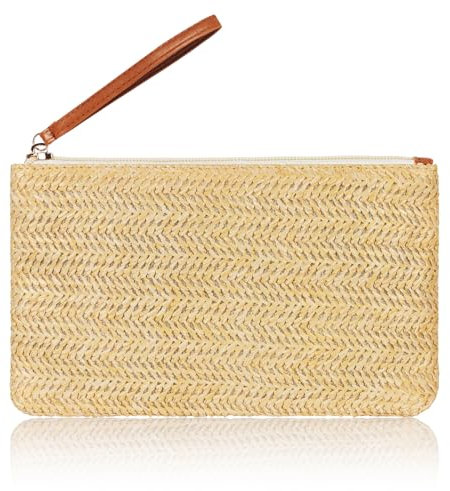 Zercart Womens Wristlet Bag Straw Clutch Bag Woven Handbags Summer Beach Bags Straw Handbag Purse for Summer Beach Vacation