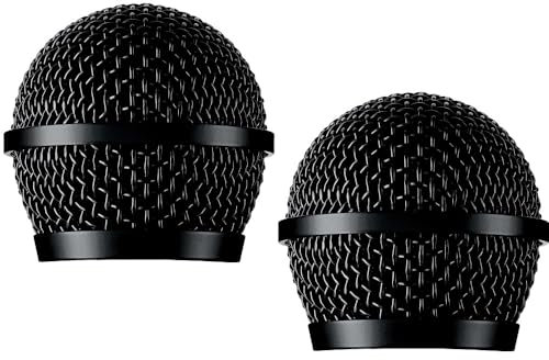 PG58 Microphone Replacement Grille for Shure BLX288/PG58 UHF Wireless Microphone System with Insert Windscreen Foam Cover, Black, 2 Pack