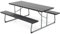 GOPLUS Mesa de picnic con bancos para 8 personas, 183 cm, mesa plegable con silla, agujero de sombrilla 47 mm, HDPE y metal, muebles de jardín para interior exterior, carga 250 kg, color negro
