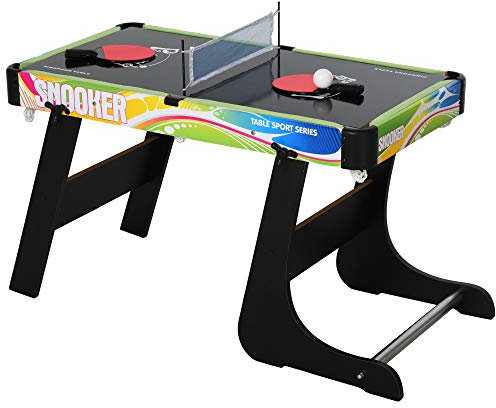 HOMCOM Tavolo da Gioco 4 in 1 per Calcio-Balilla, Biliardo, Air Hockey e Ping Pong con Accessori Inclusi, Tavolo Multigioco Pieghevole in MDF e Plastica, Multicolore