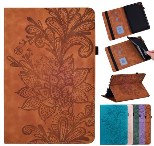 TUOLISG Funda para iPad de 9,7 pulgadas 6ª generación/5ª generación/iPad Air 2/iPad Air, funda de piel sintética de lujo con soporte de visualización multiángulo y lápiz capacitivo, color marrón