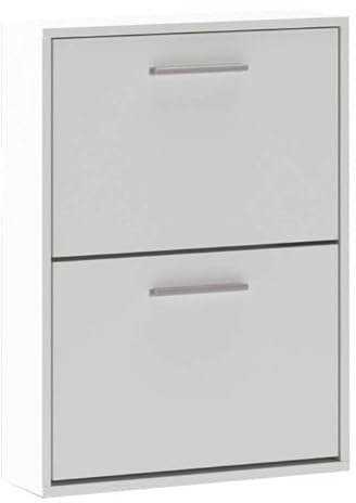 HOGAR24 ES Zapatero 2 Puertas, Zapatero Trampones, Diseño Moderno y Minimalista, Color Blanco, Medidas: 54 cm (Ancho) x 73 cm (Alto) x 18 cm (Fondo).