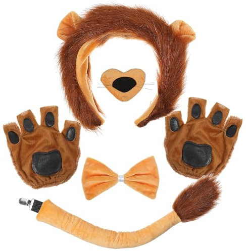 JOINPAYA Löwen-kostüm-Set: Halloween-Löwenkostüm-Zubehör Stirnband Nase Fliege Handschuhe Zum Verkleiden für Kinder Mottoparty
