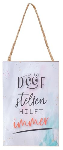 levandeo Schild 10x15cm Spruch Doof MDF Holzbild Wandbild Türschild Deko Holzschild Hänger
