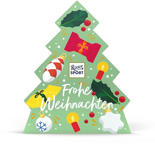 Ritter Sport Tanne, Vollmilchschokolade in weihnachtlicher Tannenform, Adventskalender, festliche Schokolade zum Verschenken & Genießen, ideal als Geschenk für Kinder & Erwachsene, 1 Stück, 115g