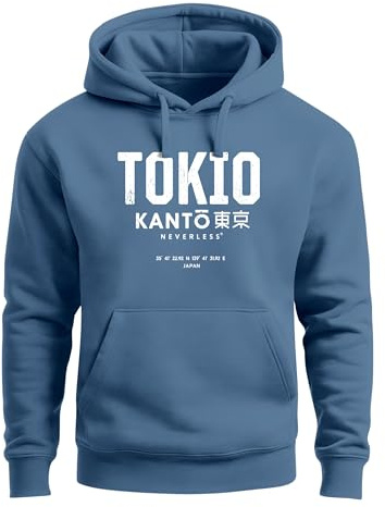 Neverless® Hoodie Herren Frontprint Tokyo Japan Japanische Schriftzeichen Grafik Print Fashion Streetstyle Männer