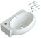 Waschbecken Keramik Waschtisch Hängewaschbecken klein Handwaschbecken Weiß Eckig-Oval 44 x 29 cm Badezimmer Gäste WC | Hahnloch Links | Überlauf | Stockschrauben | OHNE Wasserhahn | OHNE Ablaufventil