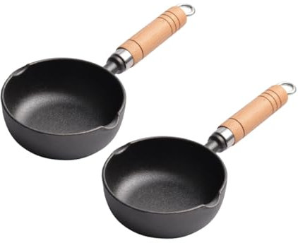 MAGICLULU 2-Piece Place Cookware Set Mini Omelette Pan Iron Mini Skillet Oil Spout Milk Warmer for Small Kitchens