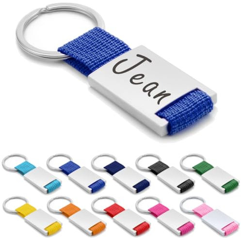 ibera gifts - Porte clé personnalisé en métal, porte clef personnalisable, porte clé personnalisé (Bleu)