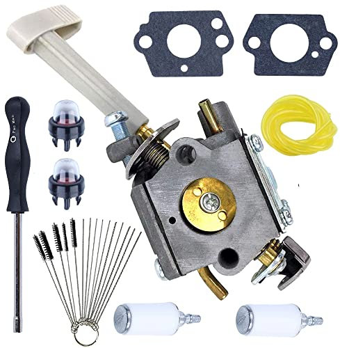 Hujago Kit de reconstruction de carburateur avec tournevis de réglage du carburateur, aiguilles de nettoyage, kit de brosses 308054079 308054093 530069247 WT-1086 pour Ryobi BP42 RY08420 RY08420A 42