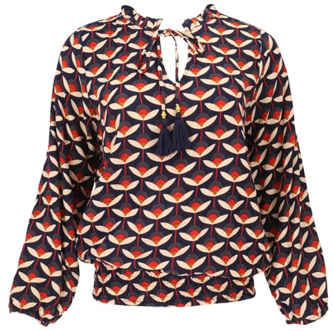 Schlupfbbluse Boho chic, luftige Langarmbluse aus Viskose, rot/schwarz, M