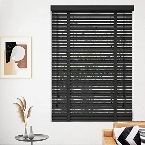 Wooden Blinds - Window Privacy Screen, Sound Reduction, Adjustable Slats for Indoor Use - 145 x 200 cm (57 x 78.5 in) - Blackout Roller Blinds for Doors