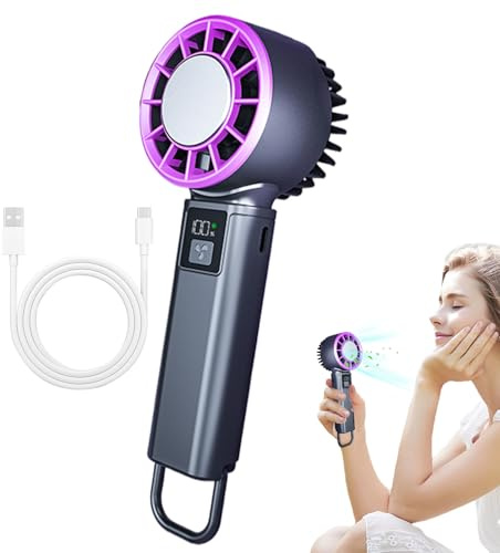 Tewzafiya Portable Fan, Portable Fan - 5 Modes Adjustable Desktop USB Rechargeable 2000 MAH, Compact Folding Design with High Speed Airflow Cooling for