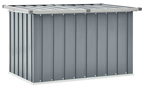 Verderoom Gartenbox Metall Gartenbox Wasserdicht XXL Auflagenbox Metall Auflagenbox XXL Kissenbox Werkzeugkasten Gerätebox Gartentruhe-Grau-109 x 67 x 65 cm