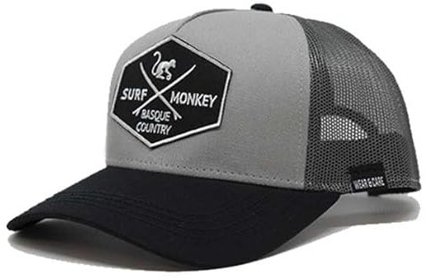 Surf Monkey Trucker Origins Baseballkappe, verstellbar, Bio-Baumwolle, Einheitsgröße, Blei / Schwarz, One size
